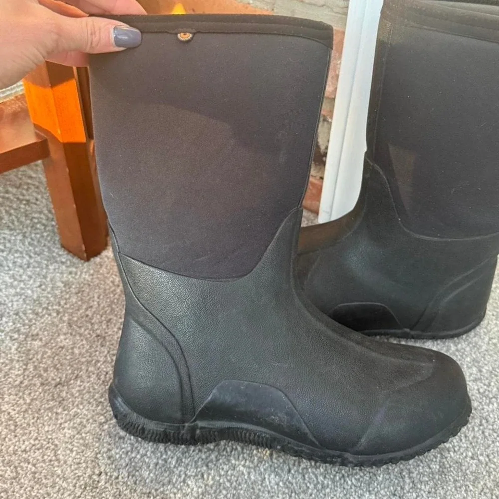 Bogs Classic High Kids Black Rubber Insulated Waterproof Winter Boots Youth Sz 5